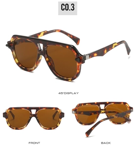 Vue en trois dimensions de lunettes de soleil aviateur vintage en écaille avec verres bruns