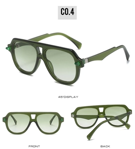 Vues détaillées sous plusieurs angles de lunettes aviateur avec verres dégradés verts