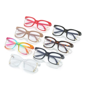 Fashionable oversized rainbow eyeglass frames with metal accents in various colors