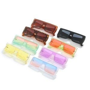 Oversized rectangular one-piece sunglasses in multiple trendy candy colors and gradients