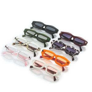 Set of 8 colorful rectangle chunky sunglasses in retro Y2K style with wide thick frames