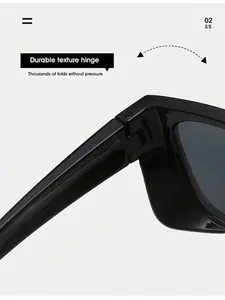 Macro shot of durable metal hinges on sleek black sporty sunglasses with dark lenses