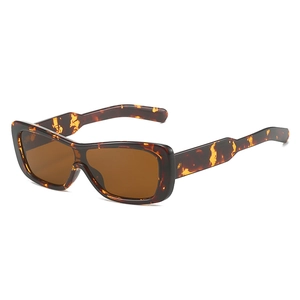 Lunettes de soleil rectangulaires rétro en écaille avec verres bruns et monture épaisse