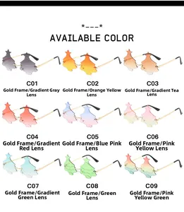 Nine variations of rimless Christmas tree sunglasses with gold frames and gradient lenses