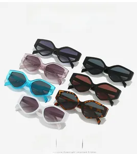 Overview of multiple colored geometric triangle sunglasses with durable PC frames