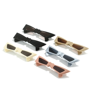 Set of stylish narrow geometric sunglasses in multiple colors for a retro Y2K fashion look