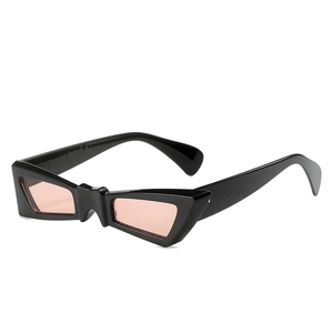 Y2K butterfly shaped black frame sunglasses with trendy orange tinted lenses