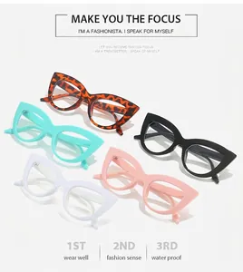 Detailed top view showing cat eye eyeglass frames in diverse trendy candy colors