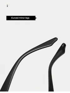Detail view of glossy black curved temple tips on stylish cat eye glasses frames