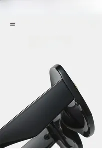 Close-up of black sunglasses hinge with golden logo, super elastic and light frame