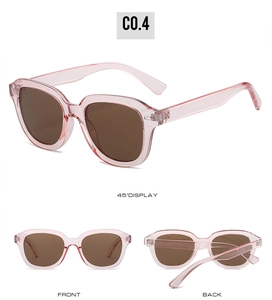 Vue multi-angles de lunettes de soleil vintage avec monture rose et verres bruns
