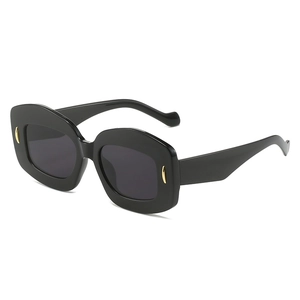 Oval Sunglasses Retro Thick Frame With Gold Pin Decor UV400 Protection Fashion Hip Hop Jelly Color Sun Glasses