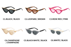 Grille de lunettes de soleil œil de chat avec accents métalliques en six coloris variés