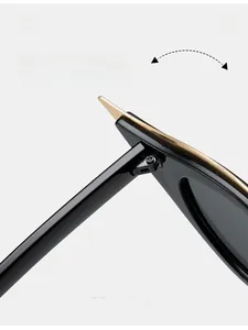 Gros plan détaillé des charnières texturées durables et des garnitures dorées sur les lunettes