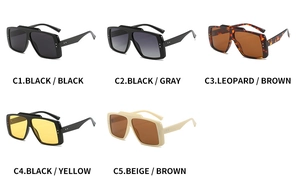 Collection of oversized square sunglasses featuring chic rivets and multiple frame colors