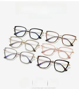 Detailed flat lay of lightweight TR90 cat-eye frames in six diverse fashion colors