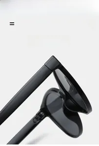 Detail of high-elasticity hinge and glossy black frame on lightweight sunglasses