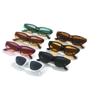 Collection of cat-eye sunglasses in various colors including tortoiseshell and matte black