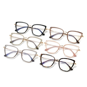Six colors of lightweight TR90 cat-eye eyewear frames with metal temples and silicone nose pads