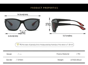 Tableau des tailles détaillé pour lunettes de soleil de cyclisme unisex montrant les dimensions