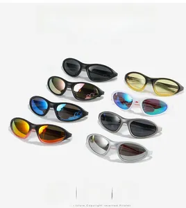 Group display of athletic square sunglasses with colorful polarized lenses in 8 styles