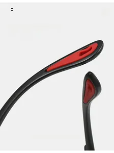 Détails des branches de lunettes ergonomiques avec coussinets en caoutchouc rouge antidérapant