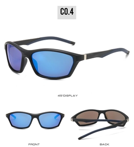 Vues détaillées des lunettes de soleil sport noir mat avec verres miroir bleus et branches