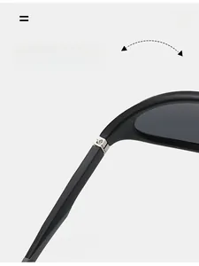 Detail shot of a durable metallic hinge on matte black square sports sunglasses