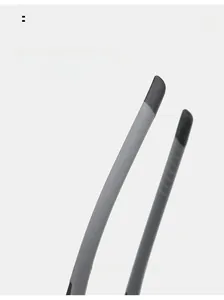 Detail of curved matte grey sports sunglasses temples for comfortable ergonomic wear