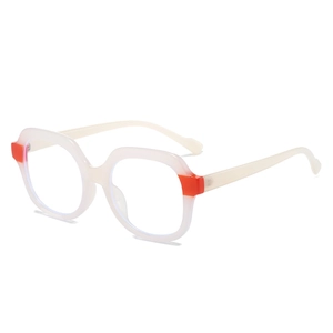 Gafas TR bicolores con filtro de luz azul en crema translúcido y detalles en naranja