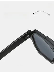 Detailed close-up showing the durable metal hinge of these square pilot sunglasses