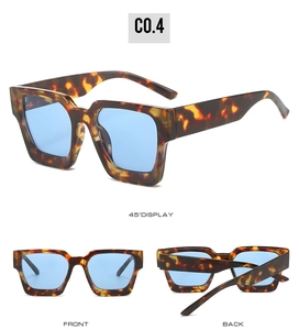 Detailed views of tortoise square sunglasses with light blue lenses from multiple angles