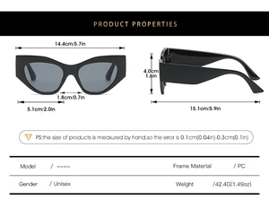 Detailed view of black cat-eye sunglasses featuring oversized frames and wide temples