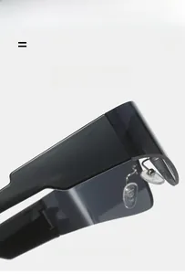 Detail of premium sunglasses featuring durable metal hinges and black acetate frame