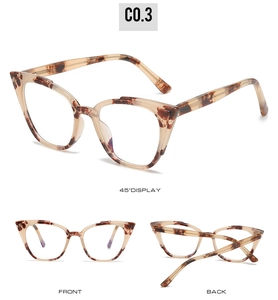 Cat eye glasses frames in tortoiseshell C0.3 color showing front, back, and 45-degree angles