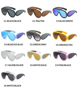 Multiple color options for futuristic Y2K wraparound oversized shield sunglasses