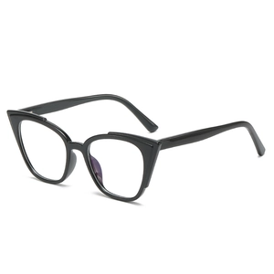 Modern black cat-eye anti-blue light glasses frames for women with stylish angular design