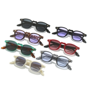 Retro punk small frame polygon sunglasses set in various colors with metal rivet detail