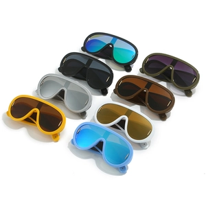 Futuristic punk oversized wrap-around sunglasses set in eight diverse vibrant color options