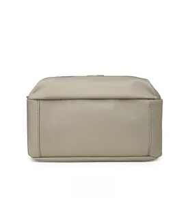 Detailed bottom view of large capacity oxford fabric shell bag showing neat stitching