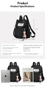Sac à dos imperméable en Oxford 30,5x31x13cm montrant le poids léger 0,37kg et capacité