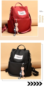 Sac à dos Oxford imperméable avec fermeture antivol et porte-clé chat mignon inclus