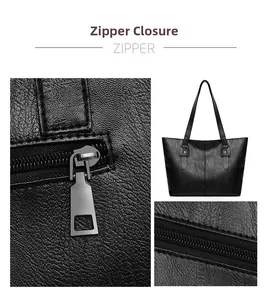 Detail of high-quality lychee texture leather and smooth silver metal zipper closure