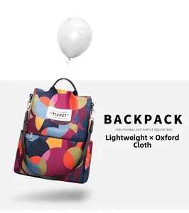Zaino leggero in tessuto Oxford con motivi geometrici colorati sospeso con palloncini