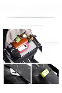 Détails des poches multiples du sac à dos imperméable et compartiments de rangement latéraux