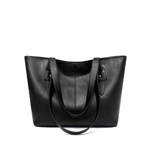 Large Capacity Tote Bag Women Lychee Texture PU Leather Rivet Detail Simple Versatile Shoulder Handbag