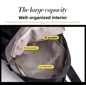 Aménagement intérieur du sac à dos grande capacité avec poches zippées et compartiments