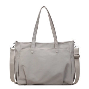 Grey thickened Oxford cloth tote bag with large capacity and adjustable shoulder strap
