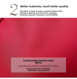 Detailed macro view of water-resistant high-density oxford cloth on the red backpack