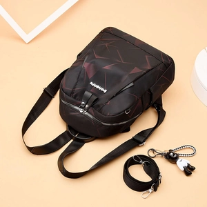Sac à dos femme imperméable noir avec imprimé géométrique et charmant panda